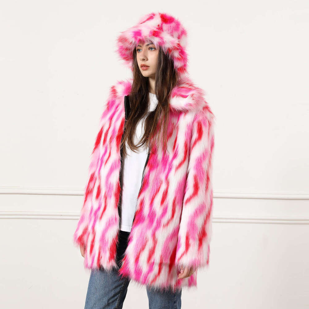 shanshi fur coat women New mid length jacket floral plush casual seven color faux fur women's clothing