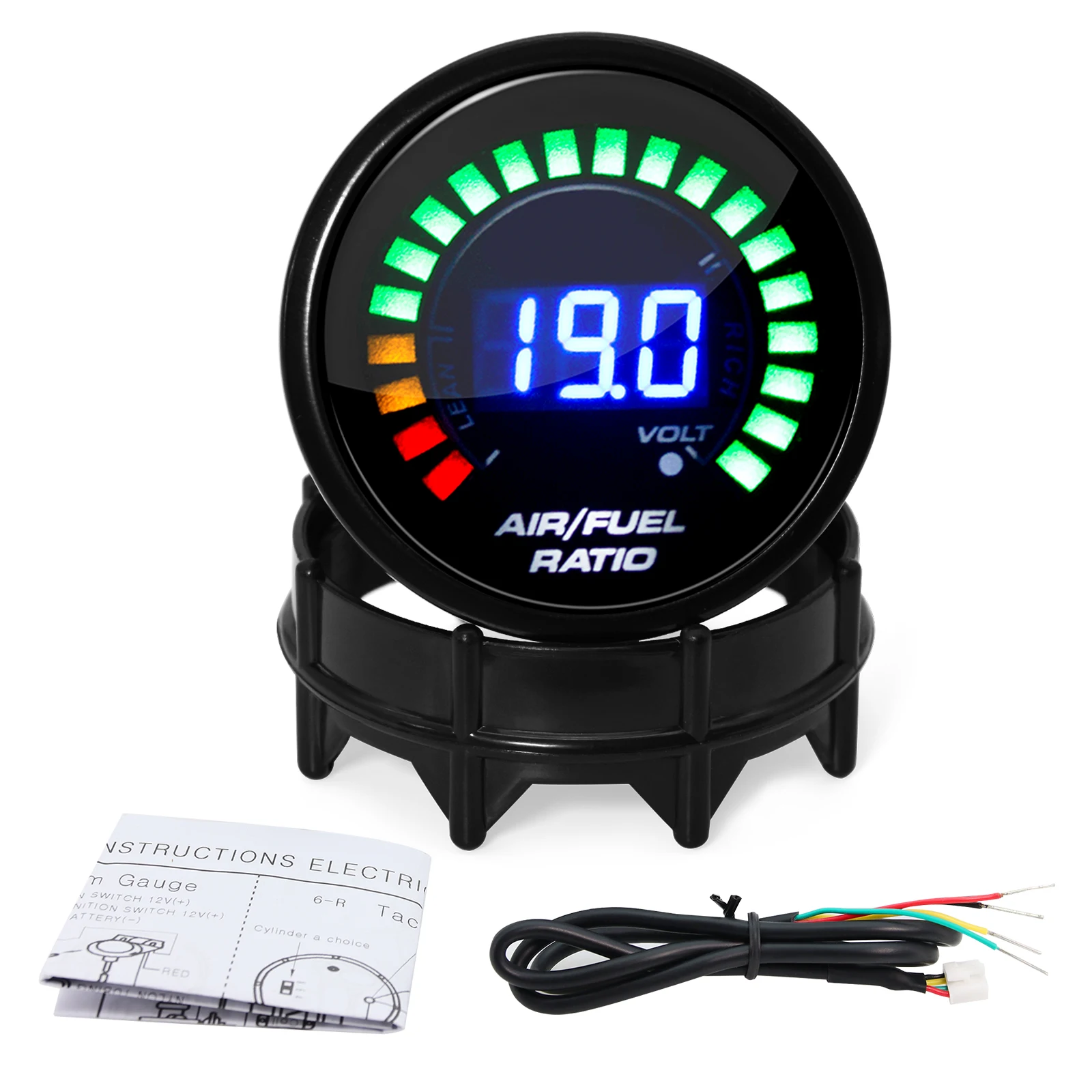 20:1~10:1 Air Fuel Ratio d Digital AFR Meter 2 52mm Gauge Narrowband Oxygen O2 Sensor OE 0258006028 for Gasoline Car 12V