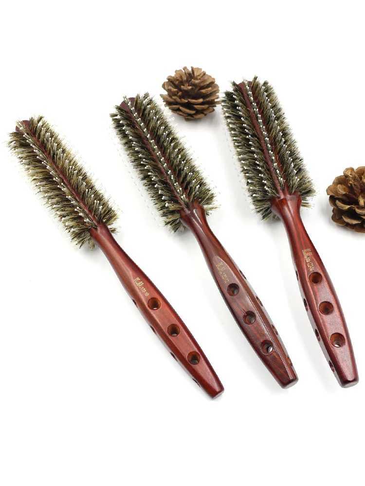 Round brush anti-static wood bristle round brush styling tool curling comb teasing brush W241112