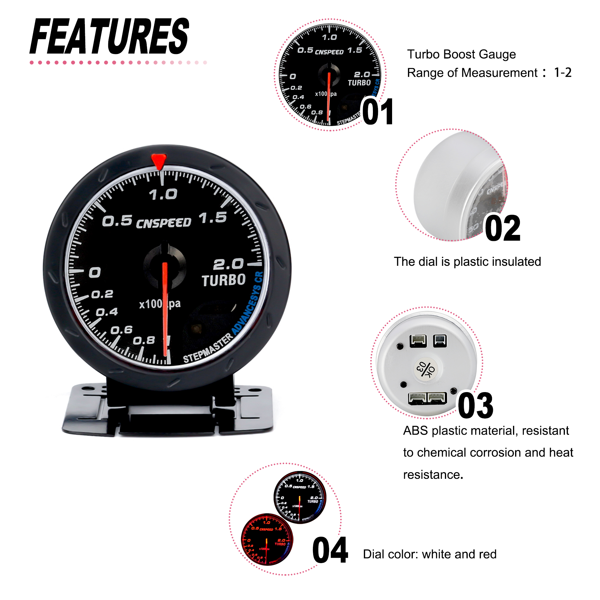 New 60mm Gauge -1-2 Bar Car Len With Adjustable Auto Turbo Boost Controller Kit 1-30 PSI