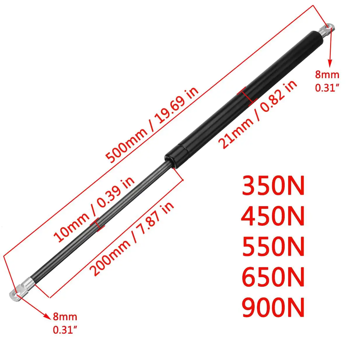 350-900N 500mm 2pcs Car Strut Bars Gas Spring Hood Support Rod Shock Lift for RV Bed Window Bus Cara