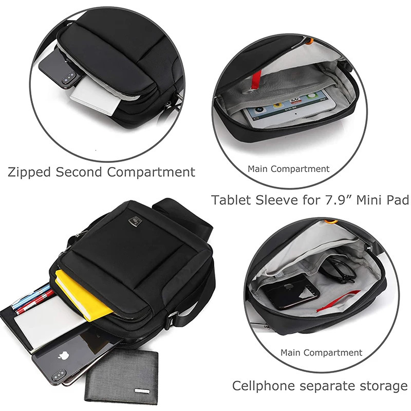 OIWAS Crossbody Bag Mens Pouch Small Man Bags Mini Single Shoulder Messenger Cross Body Wallet for Travel Work School 241111