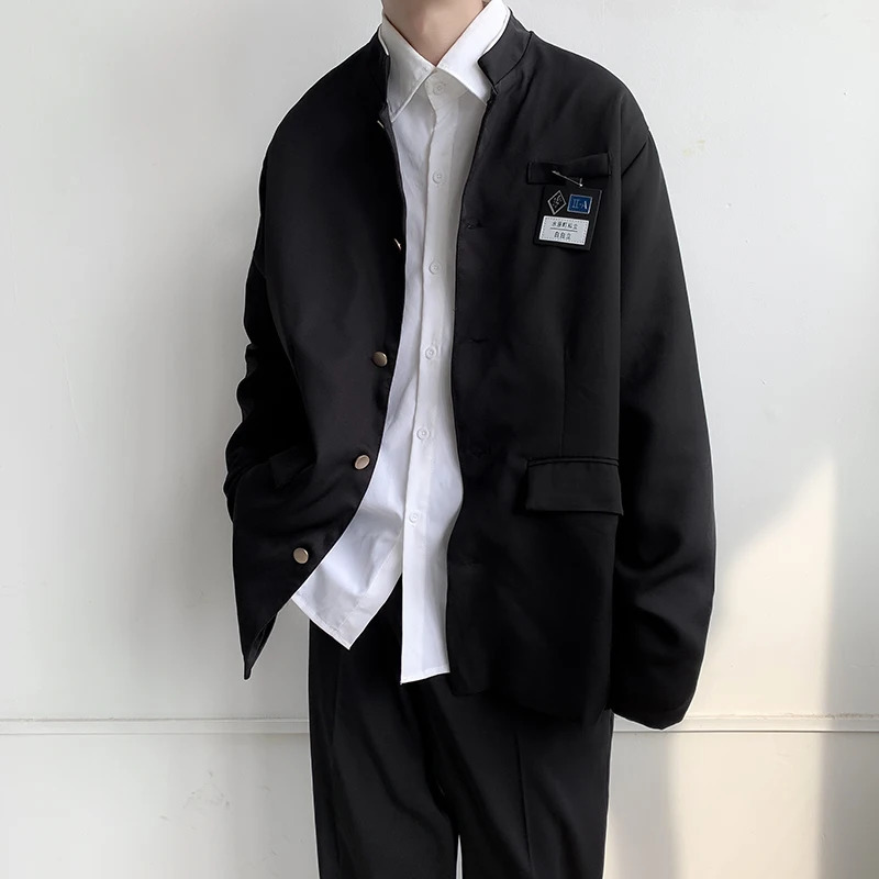 Japanese Academy Uniform Jacket Stand up Collar Set Top Mens Jacket Spring/Summer Academy Style Trendy Mens School Uniform 241112