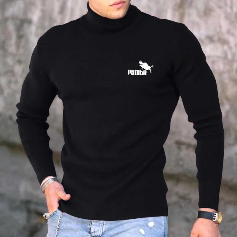 Spring summer and winter mens cotton cashmere bottom sweater with high elasticity mens casual long sleeved sports turtle neck top W2411111