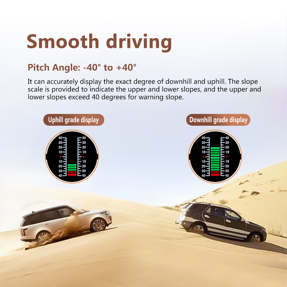 X90 Slope Meter Inclinometer Car Altitude GPS Speedometer HUD Pitch Tilt Angle Protractor Clock Latitude Longitude Campass 5e4e1