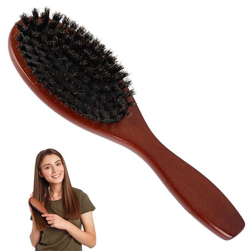 Natural bristle brush massage comb anti-static hair scalp blade brush beech wood handle hair brush comb styling tool W241112