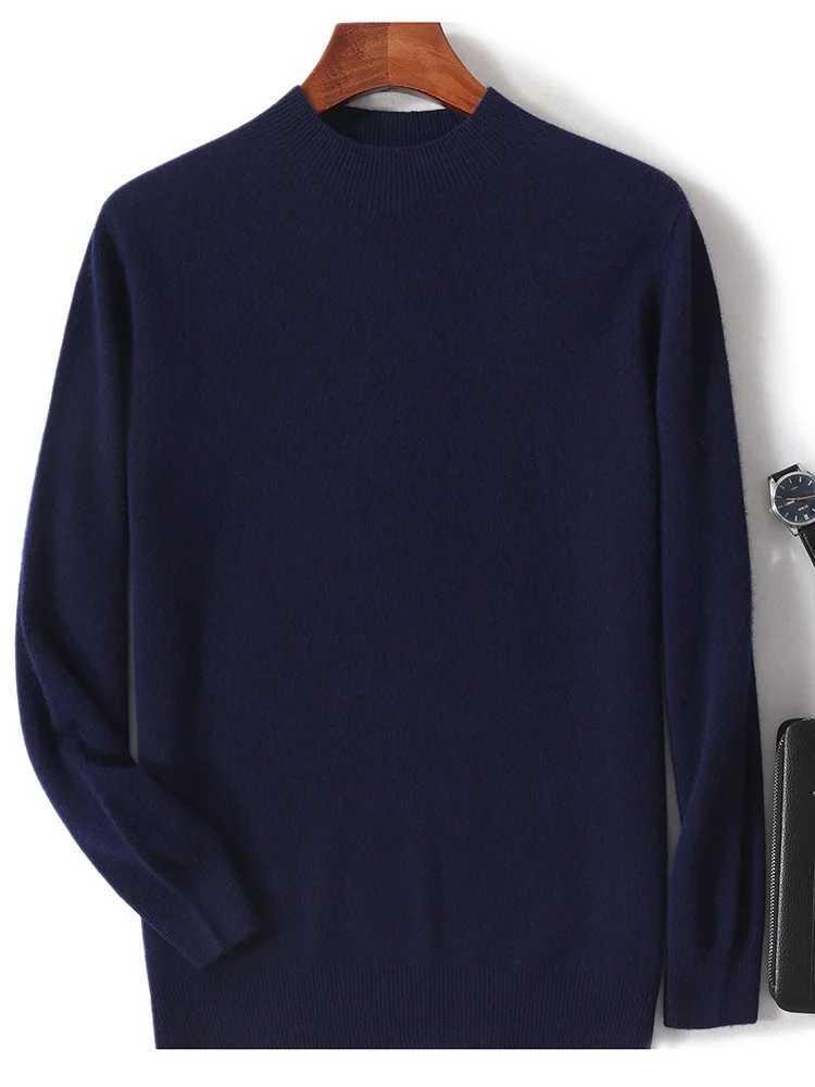 Autumn and Winter Mens Woolen Sweater First Line Preparation Durable Pulling Flower Half Neck Long Sleeve Casual Jumping Pure Wool Knitted Sweater W24