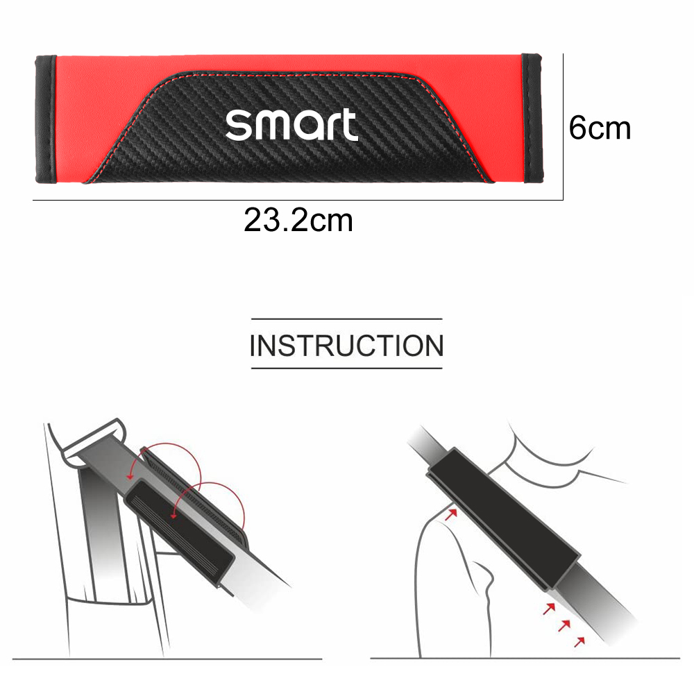 2PCS Car Seat Shoulder Belt Cover Pad Protective Mat Auto Accessories For Smart Eq Fortwo Forfour 453 451 452 450 454 Roadster