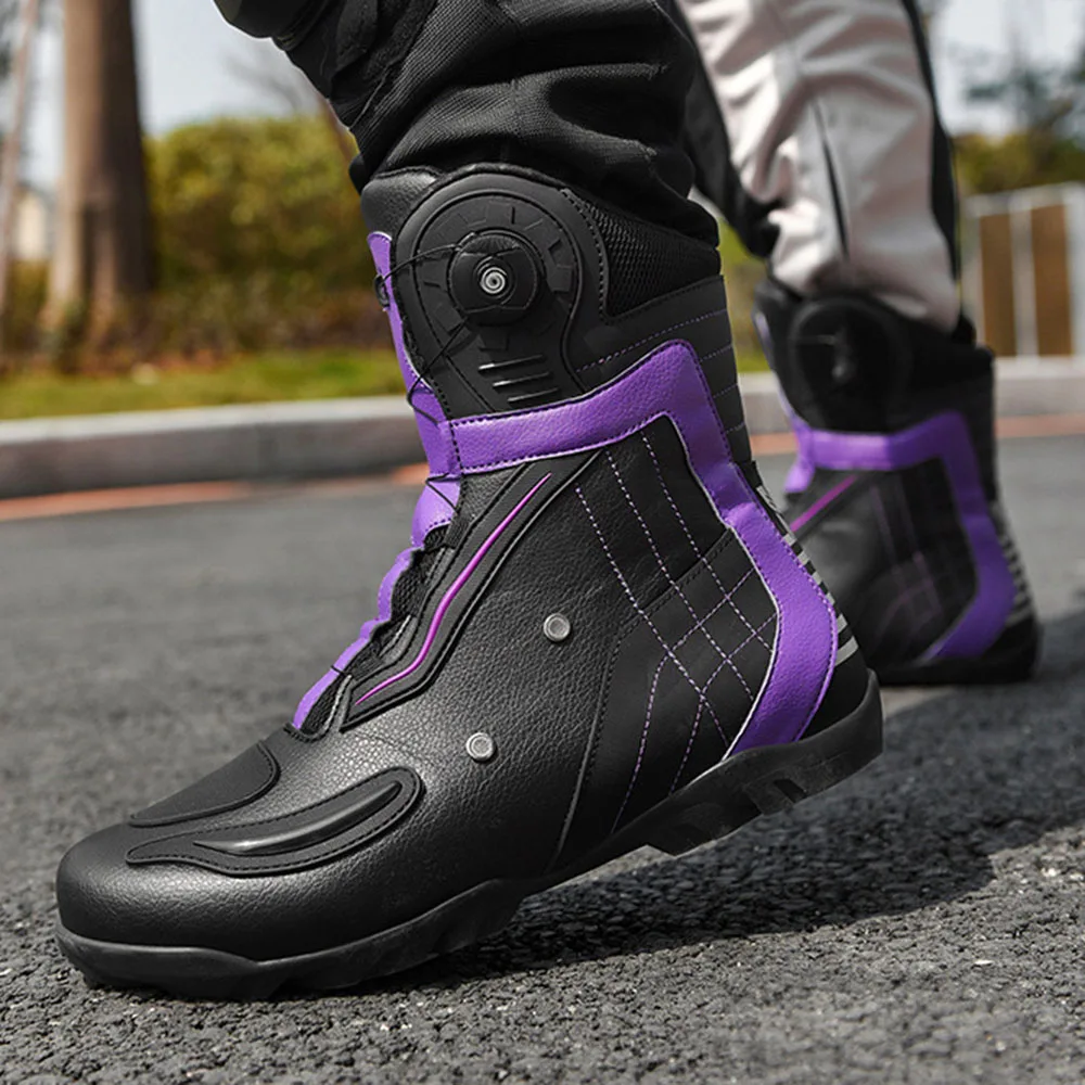 Motorcycle Men Boots Women Breathable ddmysmile Motocross Boot PU Leather Botas Para Motociclista Motorbike Riding Boots Four-Season Smile