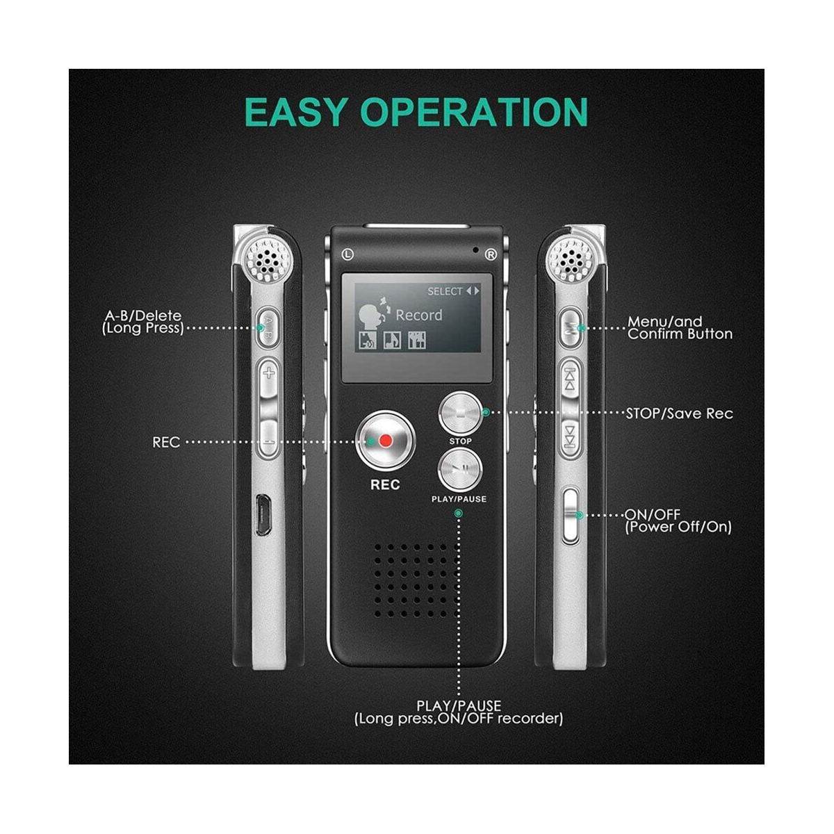 Paranormal Ghost Hunting Equipment Digital EVP Voice Activated Recorder USB US 8GB (Black)
