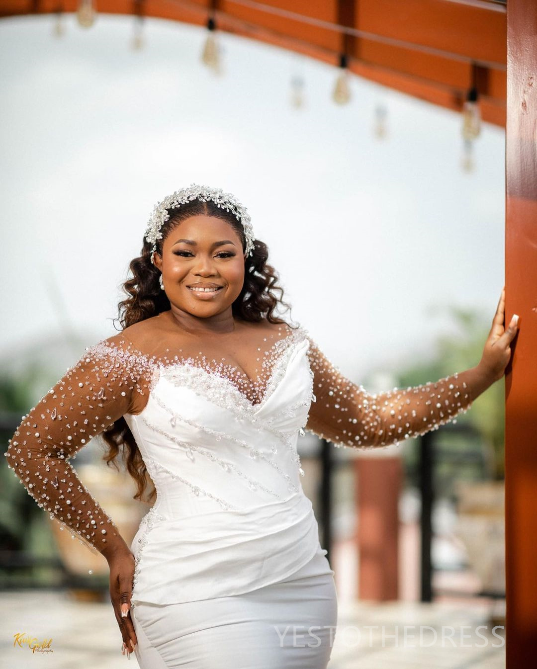 2024 African Wedding Dress Bridal Gowns Plus Size Mermaid Wedding Gowns Sheer Neck Long Sleeves Beaded Crystals Lace Gowns For Nigeria Black Women Mar