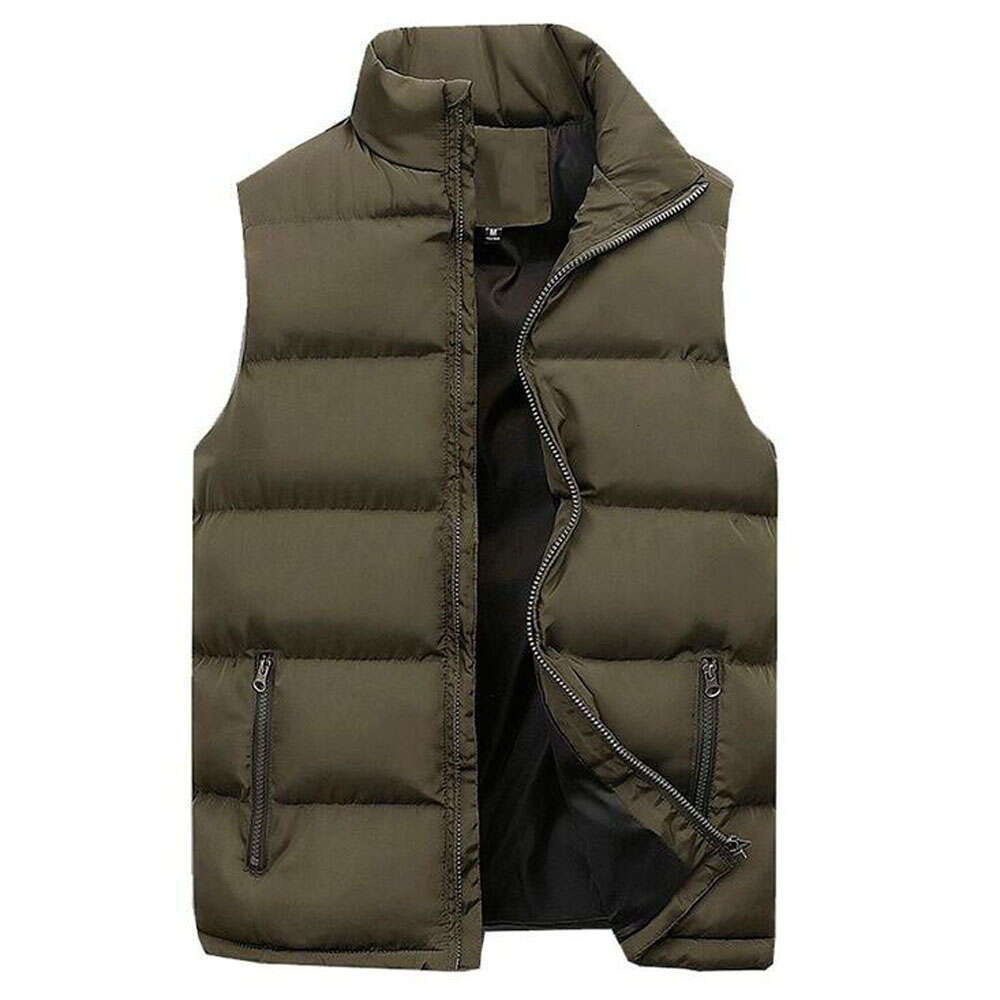 Men Stand Collar Loose Cotton Pad Parka Waistcoats Autumn Winter Unisex Sleeveless Zip Up Vests Oversized M-6XL BSD-M-03