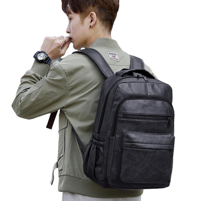Vintage Backpack Leather Daypack Casual Bookbag Travel Backpack For College School Stylish Shoulder Bag With USB Charging Ports 58740
