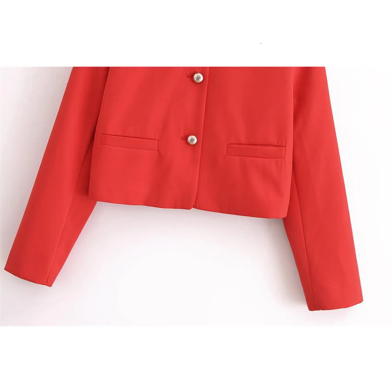 TRAF jacket autumn womens elegant red womens jacket street casual warm autumn long sleeved jacket 241111
