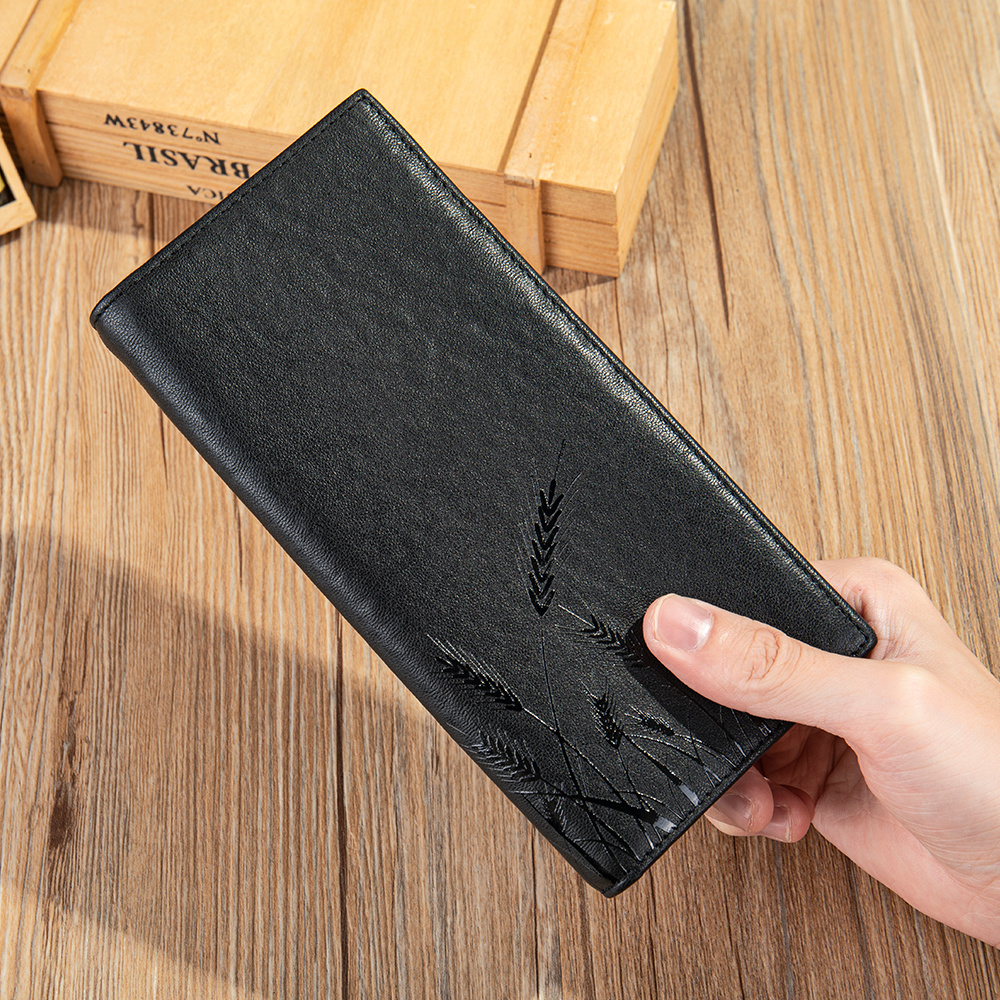 RFID Men's Wallet Blocking Casual Genuine Leather For Men Women Pocket Purse Bifold Card Holder Slots Black s 58148