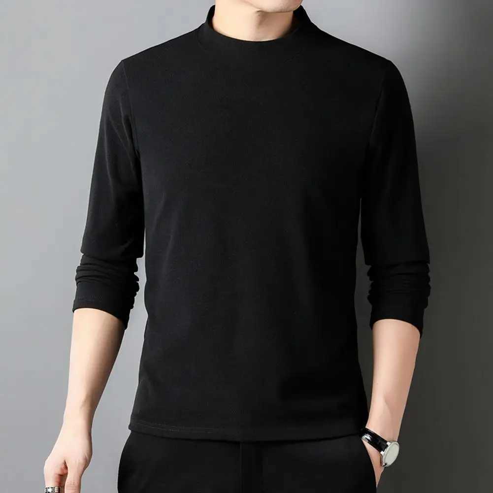 Mens top Basic turtle neck ultra-thin sportswear stylish and breathable warm long sleeved elegant top W2411111