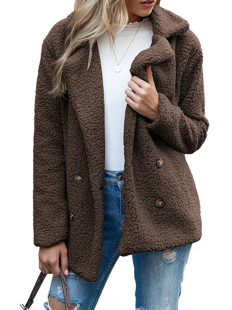 Womens camouflage wool jacket winter warm open top wool sweater teddy bear sherpa jacket pocket 241112
