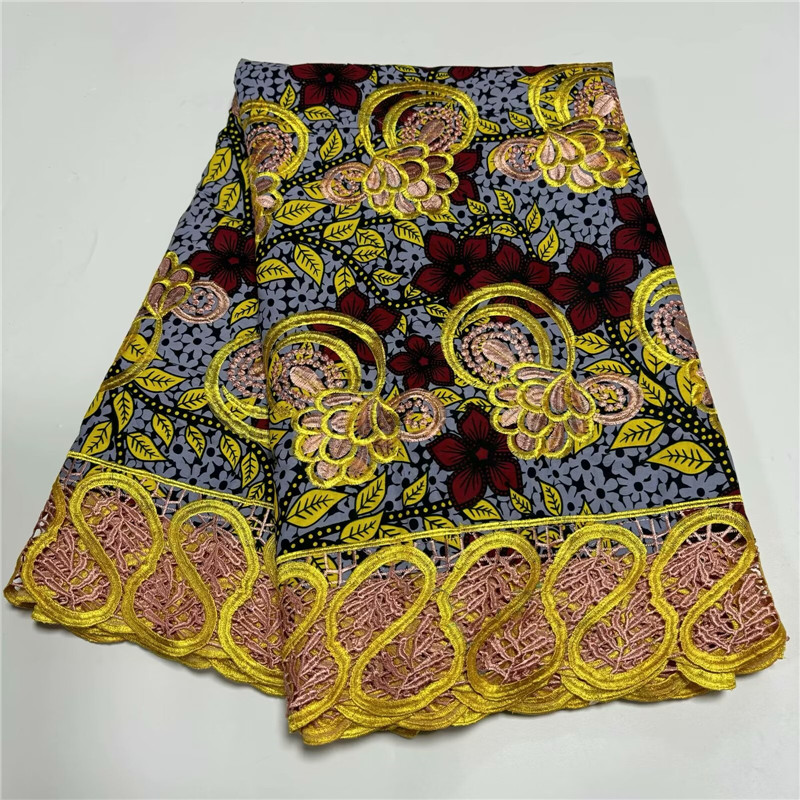 Wholesale Prices 2024 New Hot Sell African Wax Lace Fabric High Quality Wax Lace Craft DIY Textile Materia for Hand sewing 1992