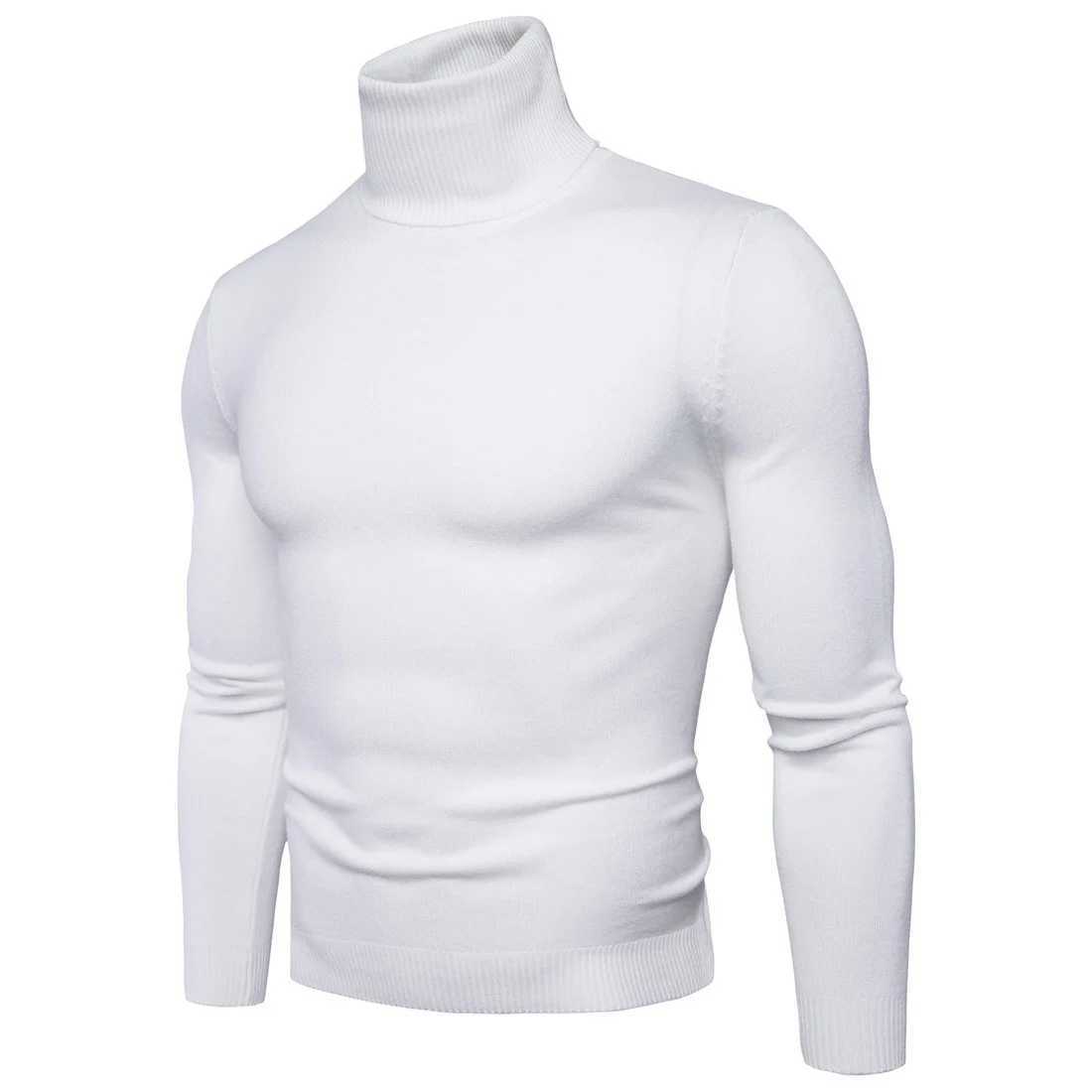 Mens Knitted Sweater Top Autumn Mens Turtle Collar Long Sleeve Elastic Zipper Bottom ZJFS-55 * G0 W2411111