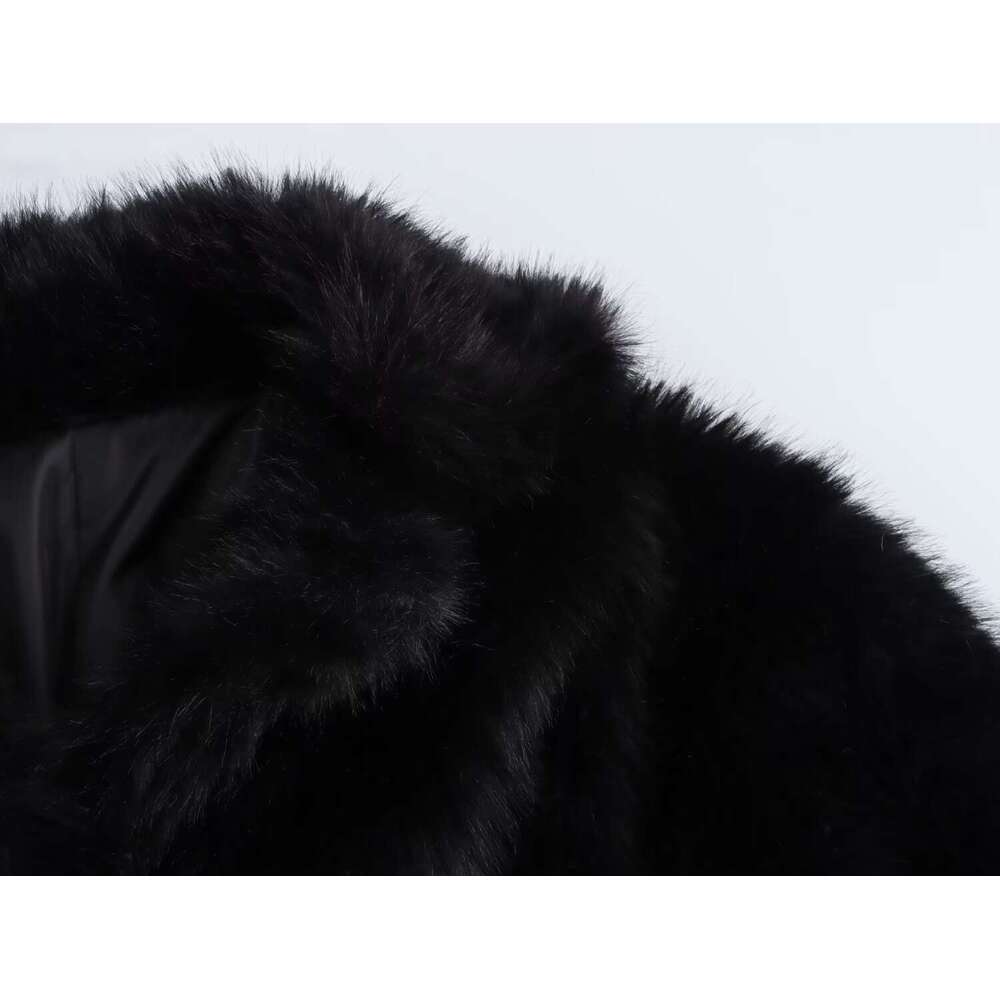 shanshi fur coat women Women's winter new artificial fur effect black coat jacket