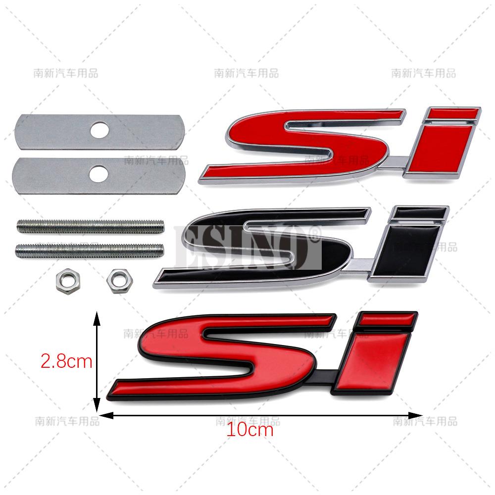 Car Styling 3D Metal Front Grill Chrome Zinc Alloy SI Emblem Badge Auto Accessory for Honda Civic Si