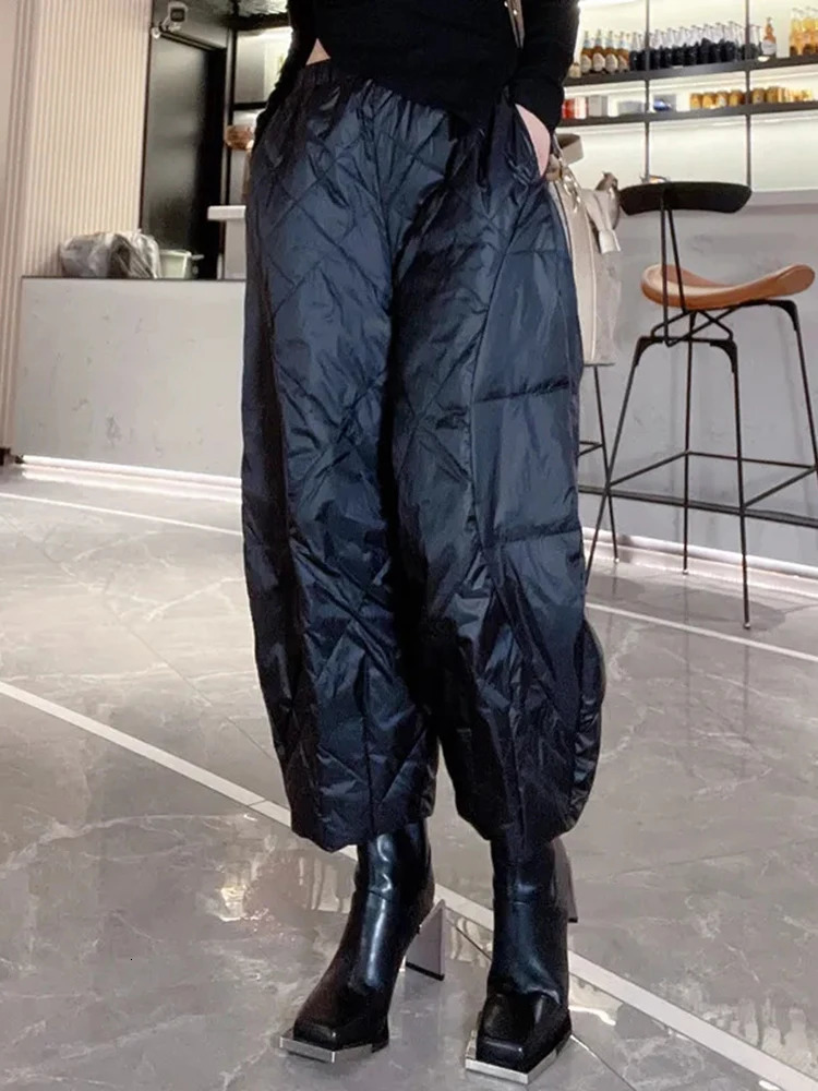 Winter thick harem capris pants cotton warm and casual thick windproof fluffy womens chiffon high waisted Spodnie 241112