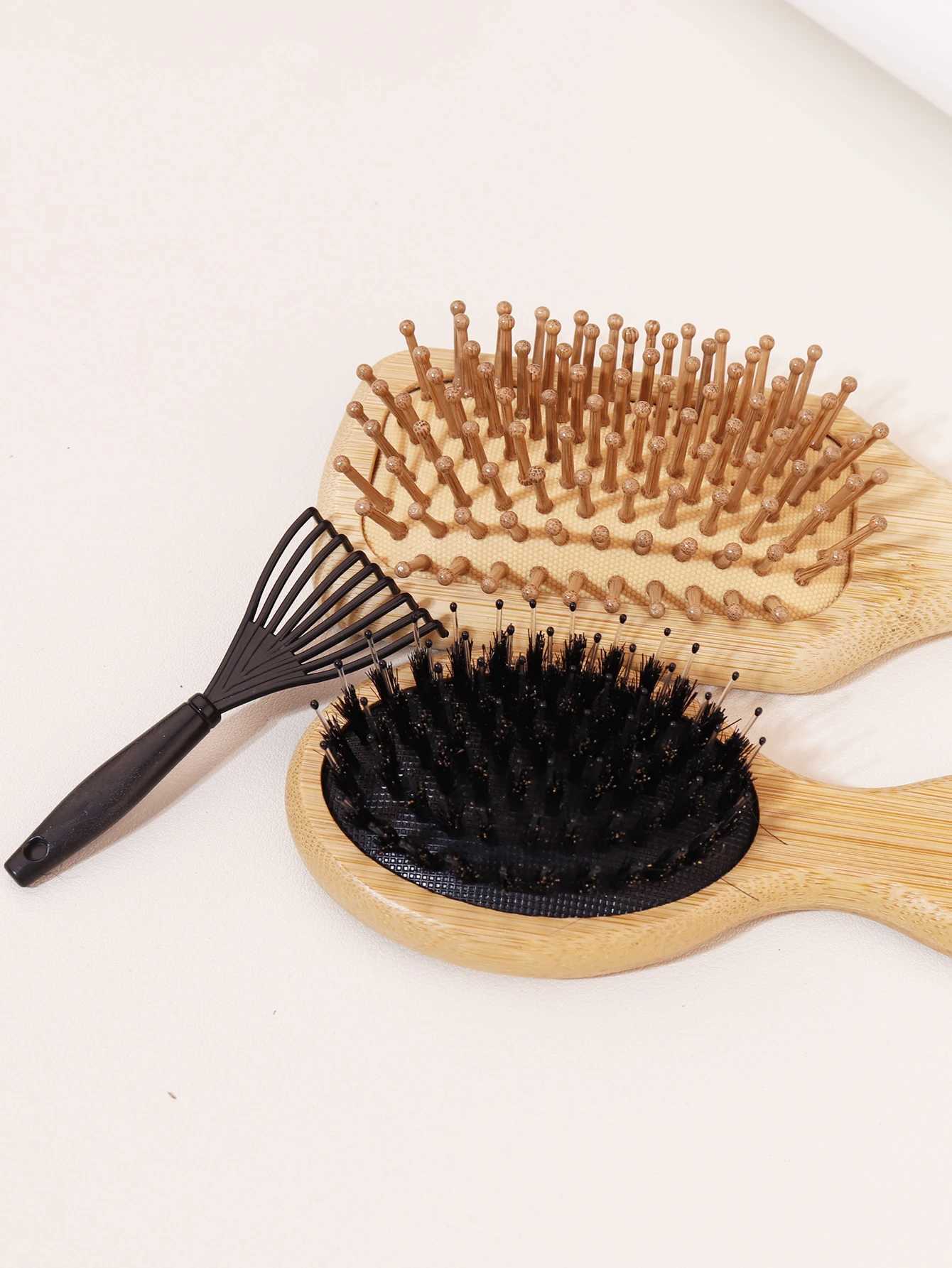 5-piece wooden comb with cleaning claw set anti-static household use scalp massage comb paddle brush and tail comb W241112