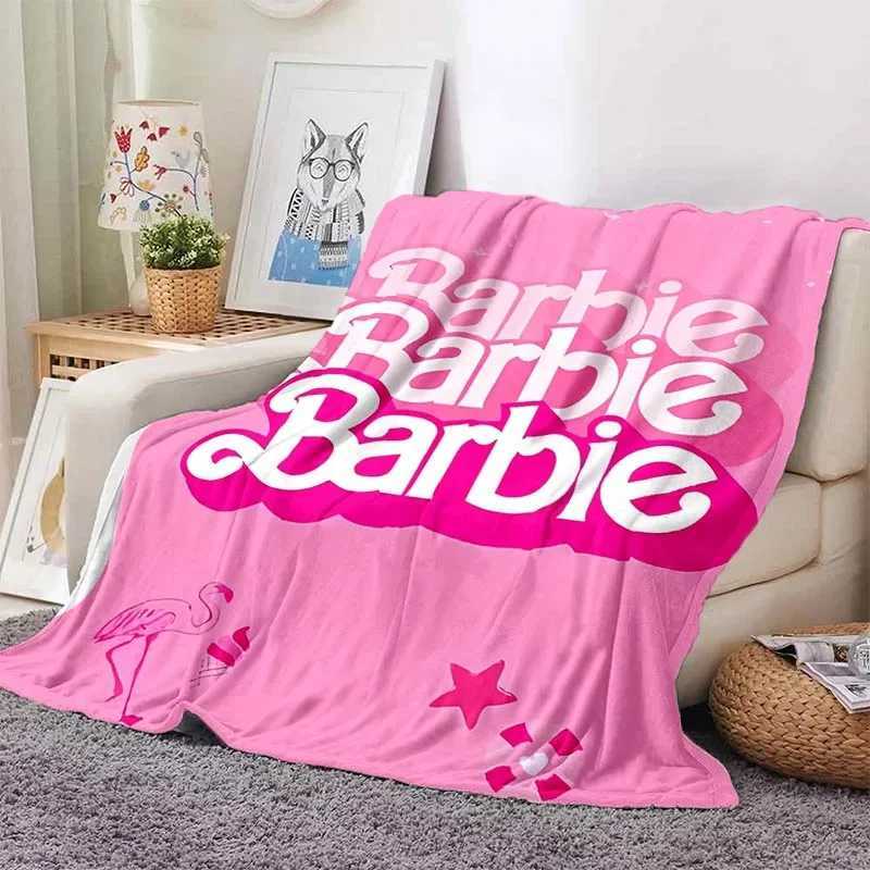 Barbie Flannel Fluffy Throw Camping Blanket for Children Sofa Throw Blanket Modern Fashion Gift Miniso Picnic BlanketXJ241111