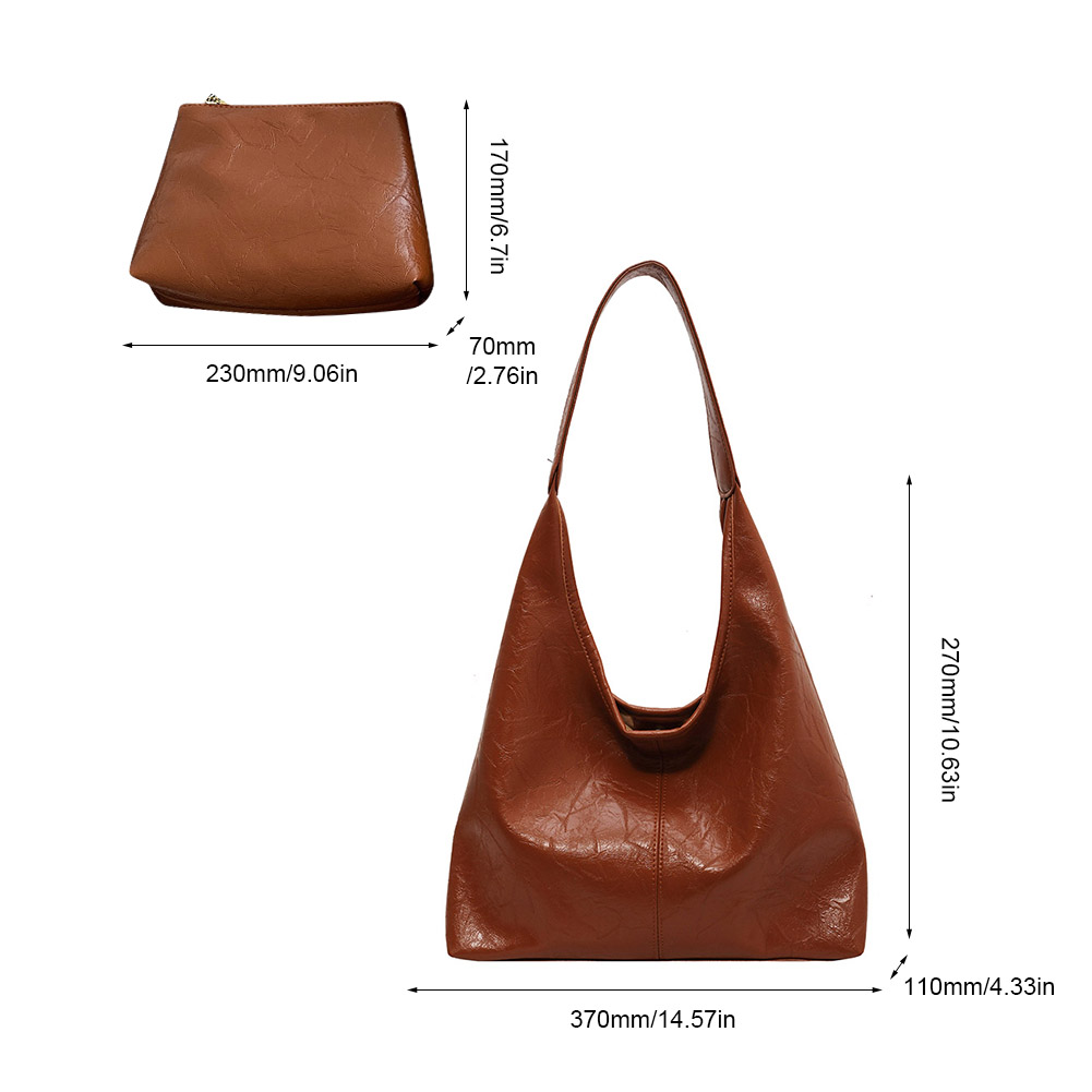 Women Leather Shoulder Bag Fashion Hobo Bag and Clutch Casual 2pcs Shoulder Bag and Handbag Set Satchel Hobo Bag Commuting Bag