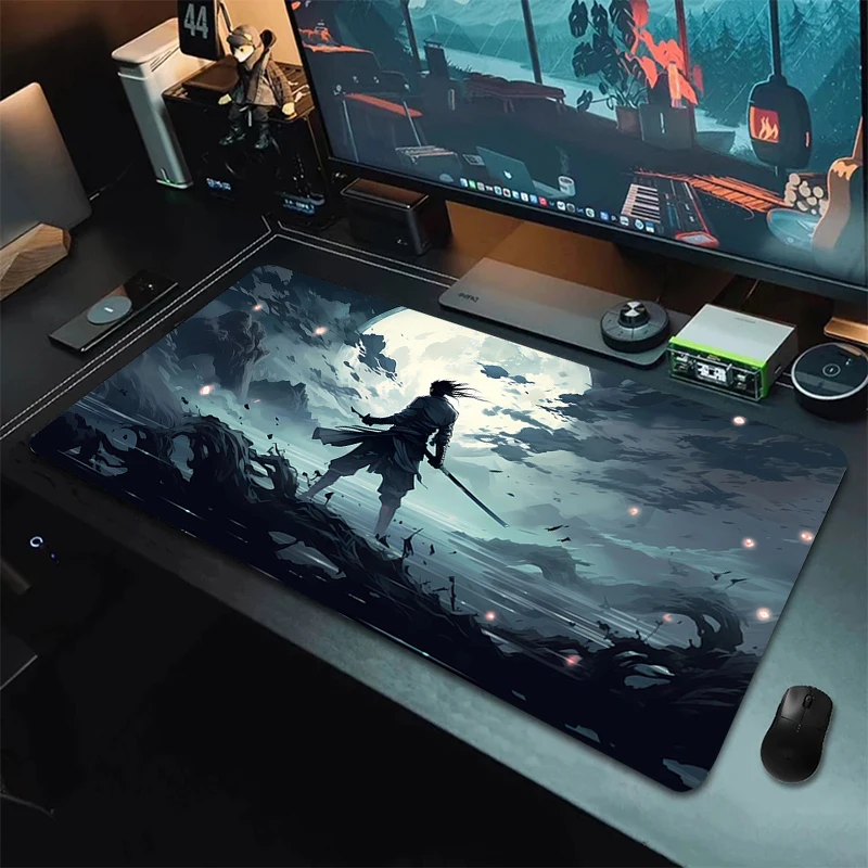Mouse Pad Computer Gamer Samurai Gaming Accessories Pc Cabinet Mousepad Keyboard Office Mats Desk Xxl Large Mause Carpet 900x400