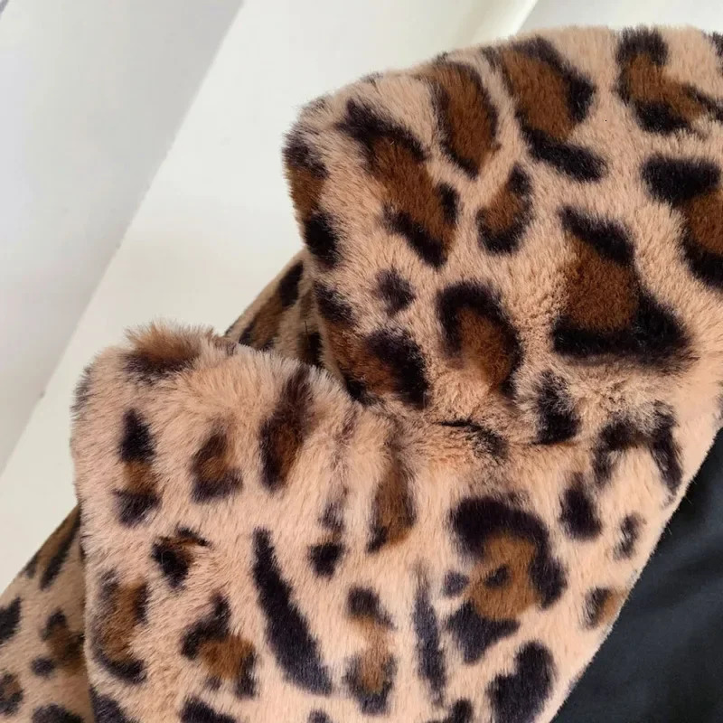 TEELYNN autumn and winter warm faux fur coat womens jacket fashionable leopard print loose fluffy teddy coat Bohemian coat 241112