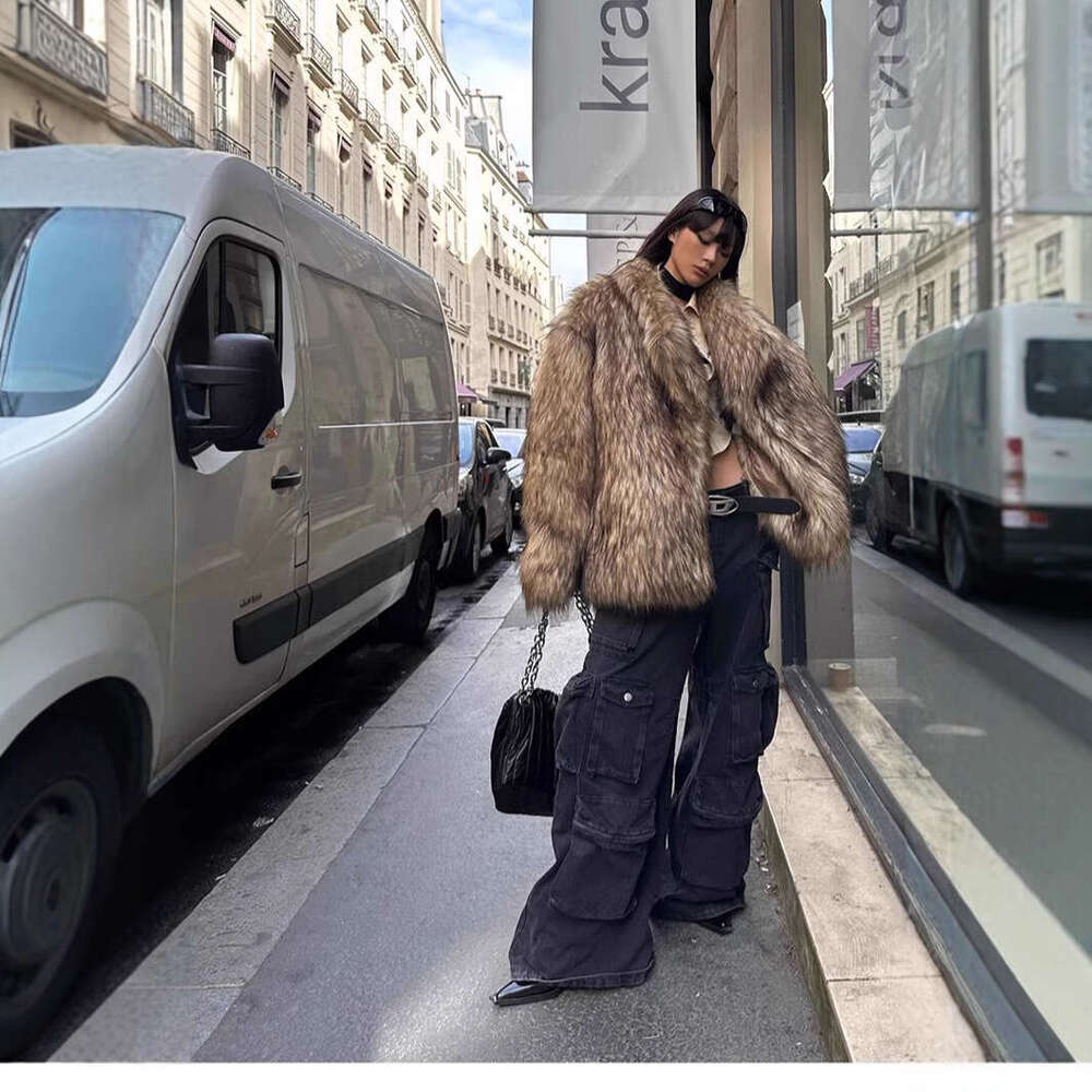 shanshi fur coat women Explosive Street Women's Raccoon Flip Collar Eco friendly Fur Coat