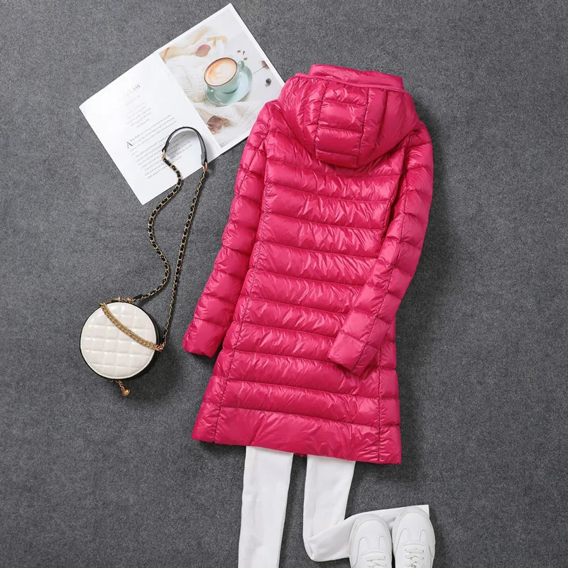 Plus Size 5XL Womens Long Inflatable Jacket Arrival Autumn Winter Womens Hat Detachable White Duck Down Jacket 241112