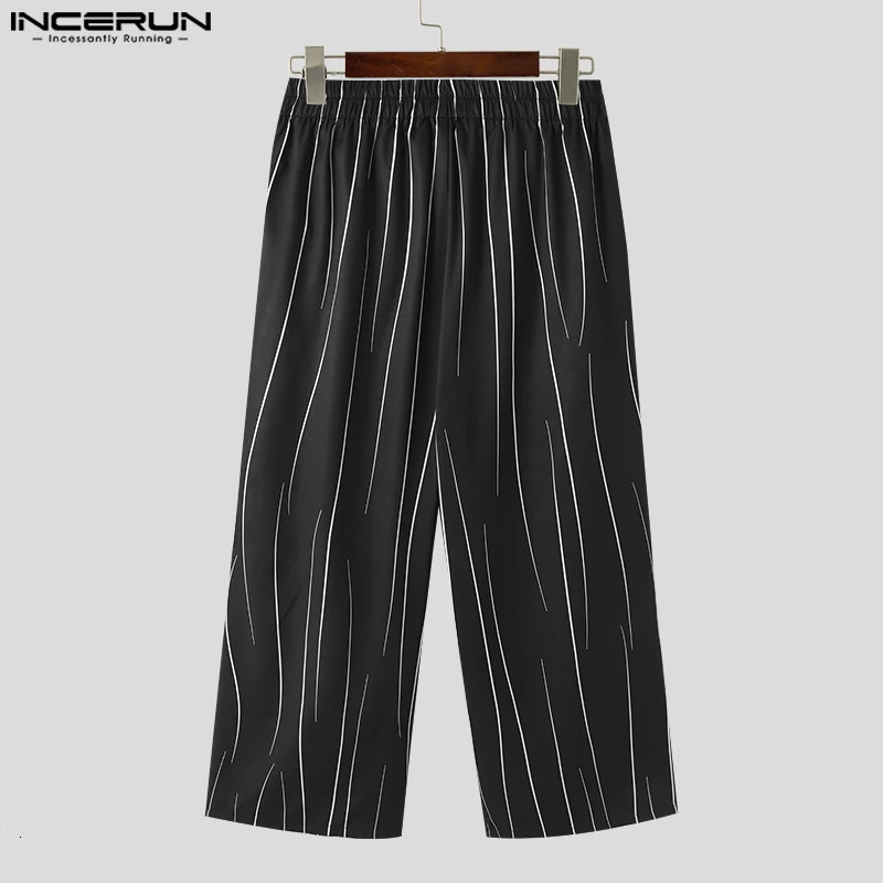 Mens Casual Pants Printed Elastic Waist Jogger Loose Korean Mens Street Clothing Mens Pants S-5XL INCERUN 241112