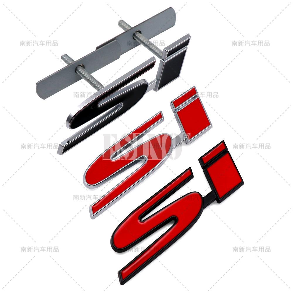 Car Styling 3D Metal Front Grill Chrome Zinc Alloy SI Emblem Badge Auto Accessory for Honda Civic Si