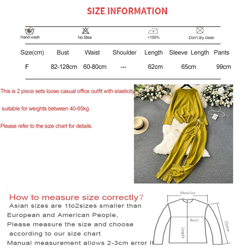 HELIAR Women Knitted Loose 2 Piece Sets Long Sleeve ONeck Sweater and Wide Leg Pants Outfit Casual Office Set Autumn Winter 241108