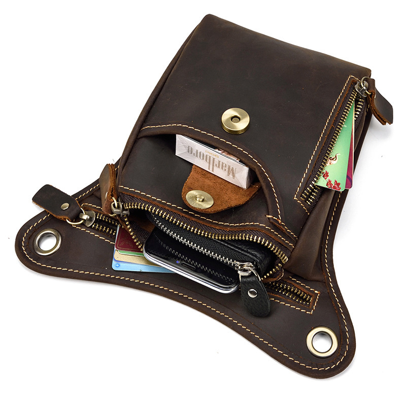 Casual men's Newsbirds leg bag pouch cowhide waist fanny pack of male belt for men sling s small 28a28