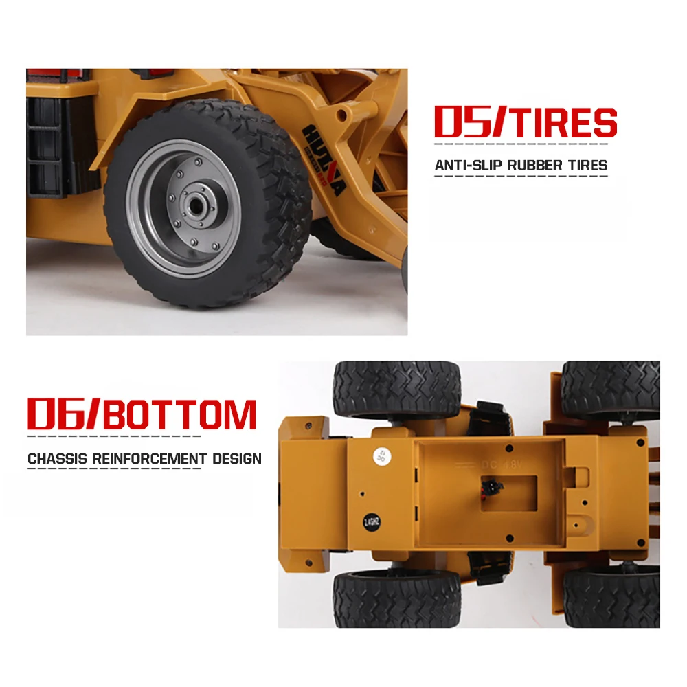 1:18 RC Car Alloy HUINA Bulldozer Tractor Engineering Vehicle Excavator 2.4G Radio Controlled Cars Truck Toys For Boys Kids Gift
