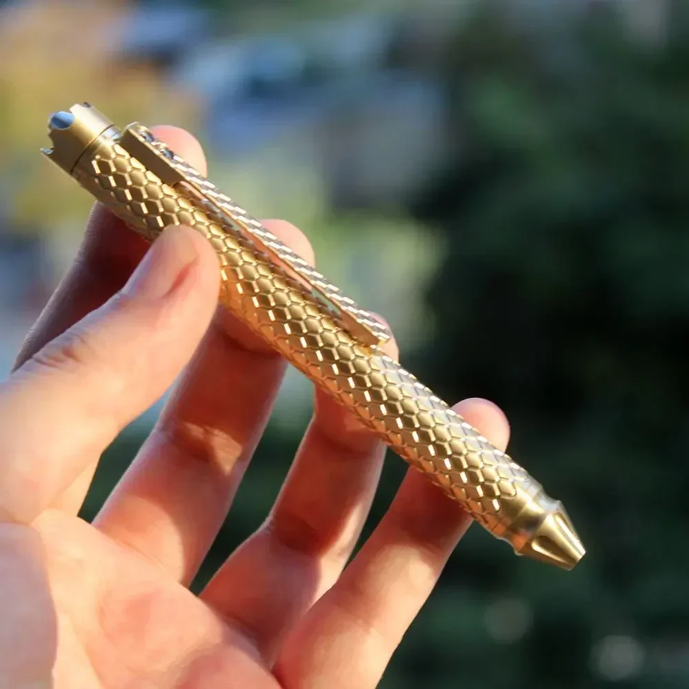 EDC Brass and Red Copper Titanium Alloy Clips Signature Pen Writing Portable Outdoor Tools Pen