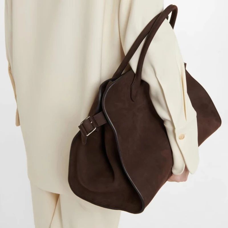 Design Handbag Leather High-Capacity Commuting Bag, Cowhide Suede Briefcase Genuine Leather Formal Style