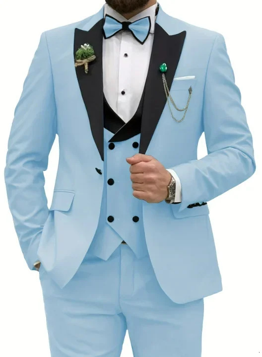 Casual Business Mens Suit Three-piece Bridegroom Man Wedding Banquet Dress Costume Homme Trajes Elegante Para Hombres 241111