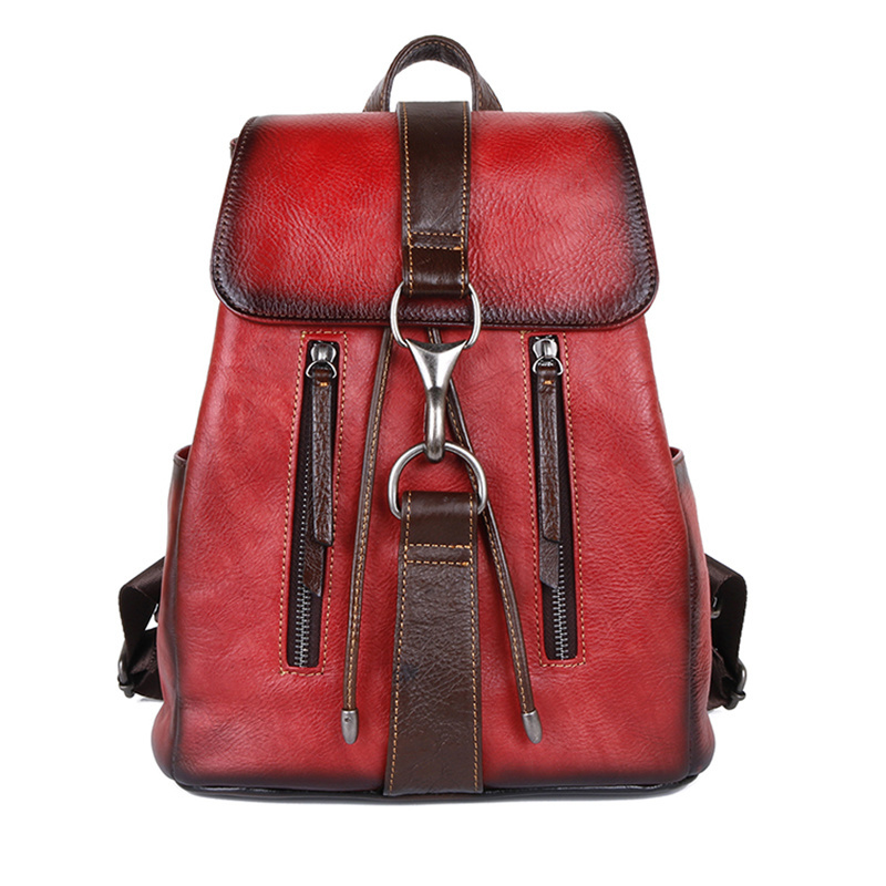 Women Natural Skin Backpack For Girls School Book Bags Daypack Knapsack Retro Female Travel Laptop Bag Genuine Leather Rucksack 239df