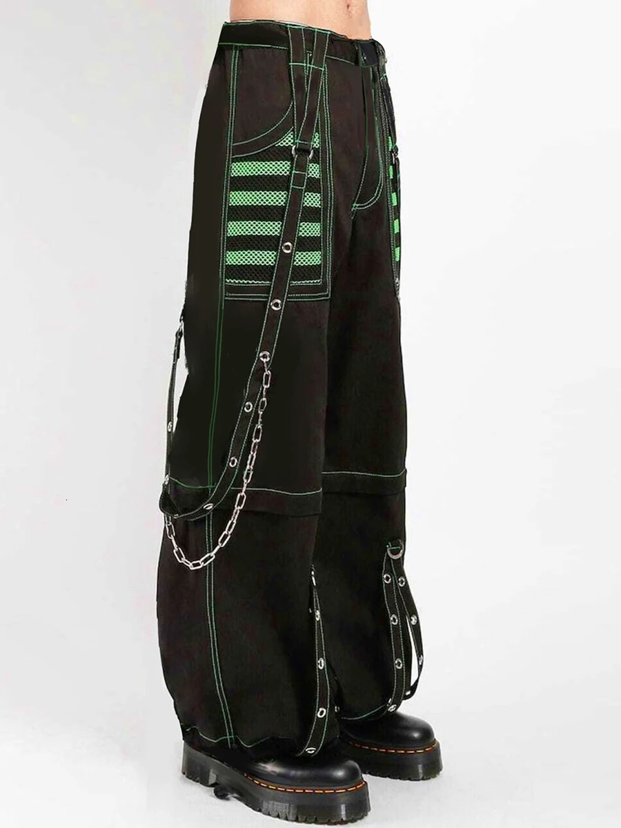 Women Cargo Jeans Striped Zipper Button Closure Loose Casual Trousers Streetwear with Pockets Fall Spring Clothes Punk Y2K 90s 241112