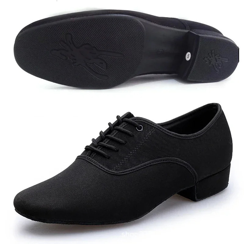 Mens Modern Jazz Sneakers Professional Black Oxford Upper Latin Salsa Shoes Plus Size Low Heel Tango Dance Ball Shoes 241111