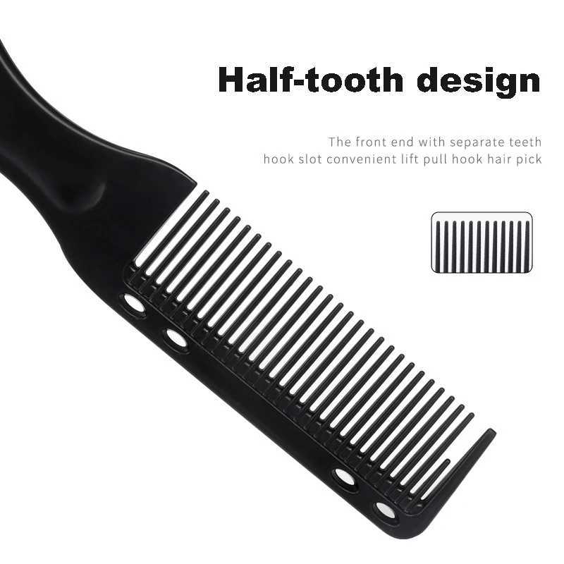 Double sided comb brush black mustache styling brush professional shaving brush barber vintage carving cleaning brush W241112