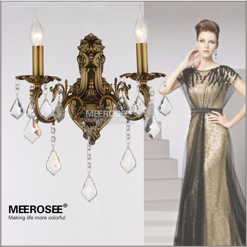 Modern Crystal Wall Light 1/2/3/ Arms Bronze Color Zinc Alloy Crystals Sconces Lamps Lustres Wall Brackets Home Lighting for Bedroom Living Room Dinin