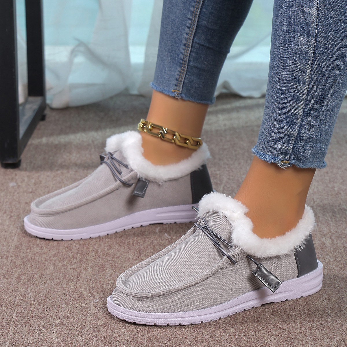 plus size 2024 winter new item european and american lace up woolen mouth snow boots for women with plush insulation plus plus plus size cotton shoes 