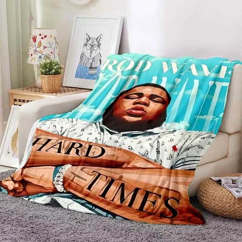 Hip Hop Rapper Blanket Rod Wave Flannel Blanket Soft Warm Throw Bedroom Decor Napping Couch Sofa Bed Chair Cover for Boys GirlsXJ241210