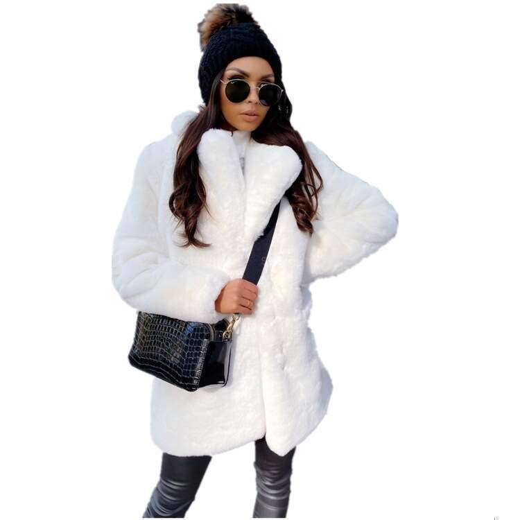 shanshi fur coat women Temperament Commuter Long Sleeve Lapel Faux Solid Color Warm Large Coat Women's Fur