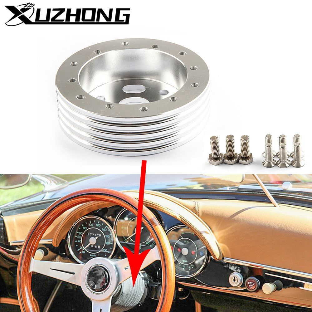 Universal Auto High-quality Aluminium Alloy Steering Wheel Kit Pad 6 To fit 3 Hole Fixed Type Heightening